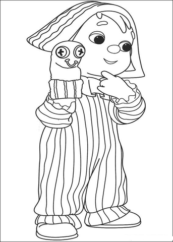 Andy Pandy In The Pajama Holding His Toy  Coloring Page